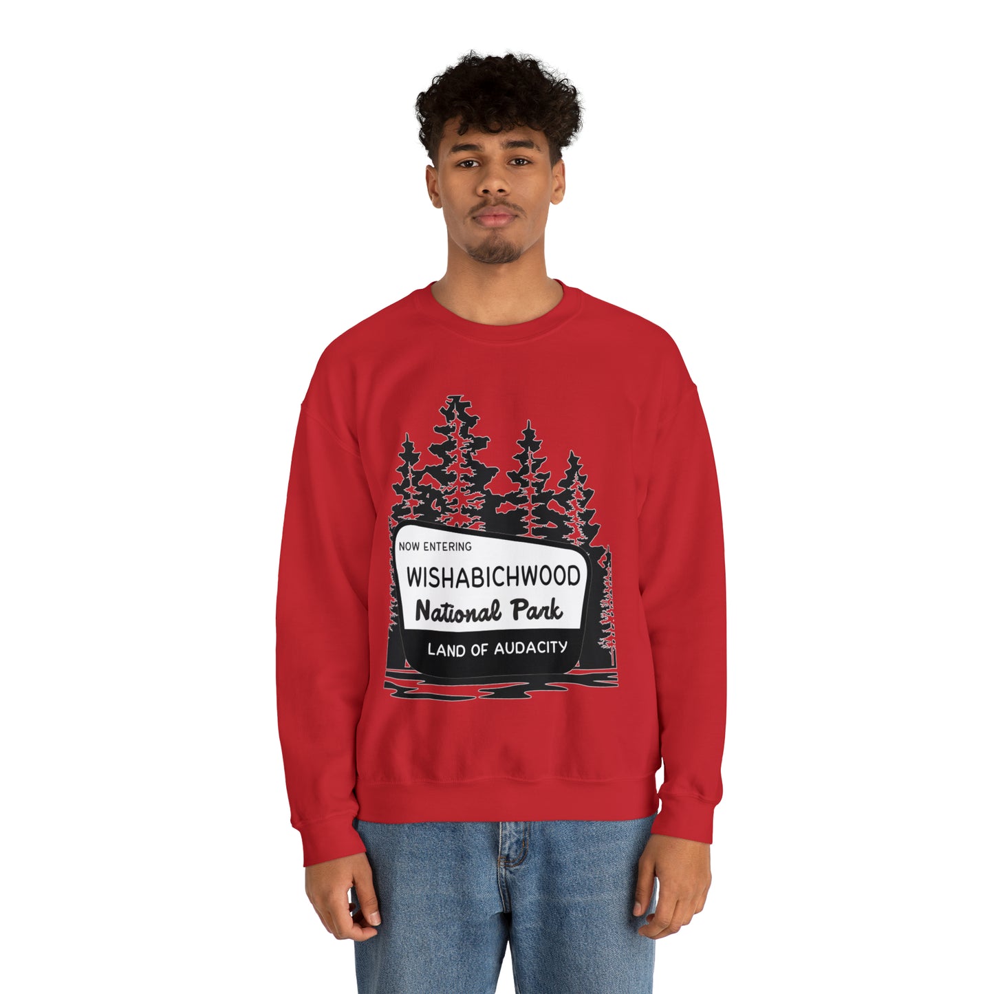 Now Entering Wishabichwood National Forest: Unisex Heavy Blend™ Crewneck Sweatshirt