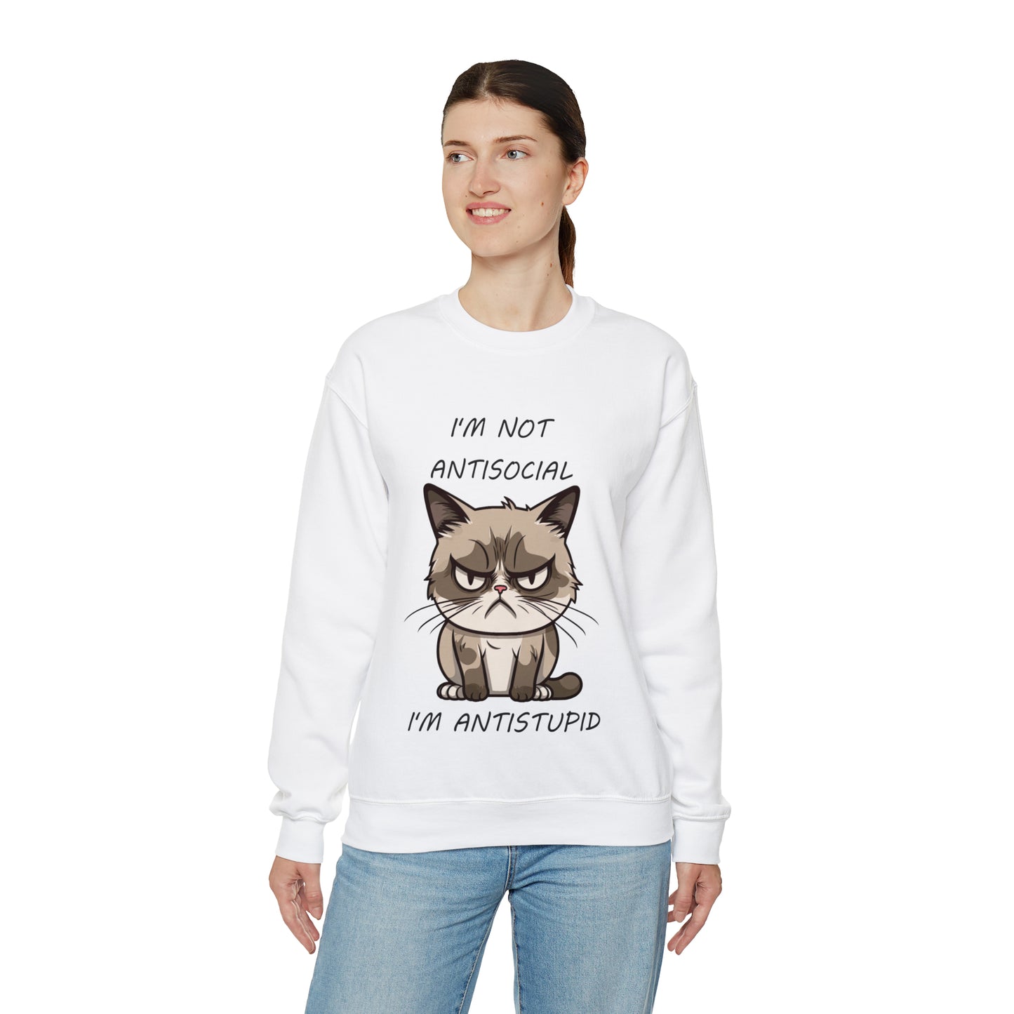 I'm Not AntiSocial, I'm AntiStupid: Unisex Heavy Blend™ Crewneck Sweatshirt