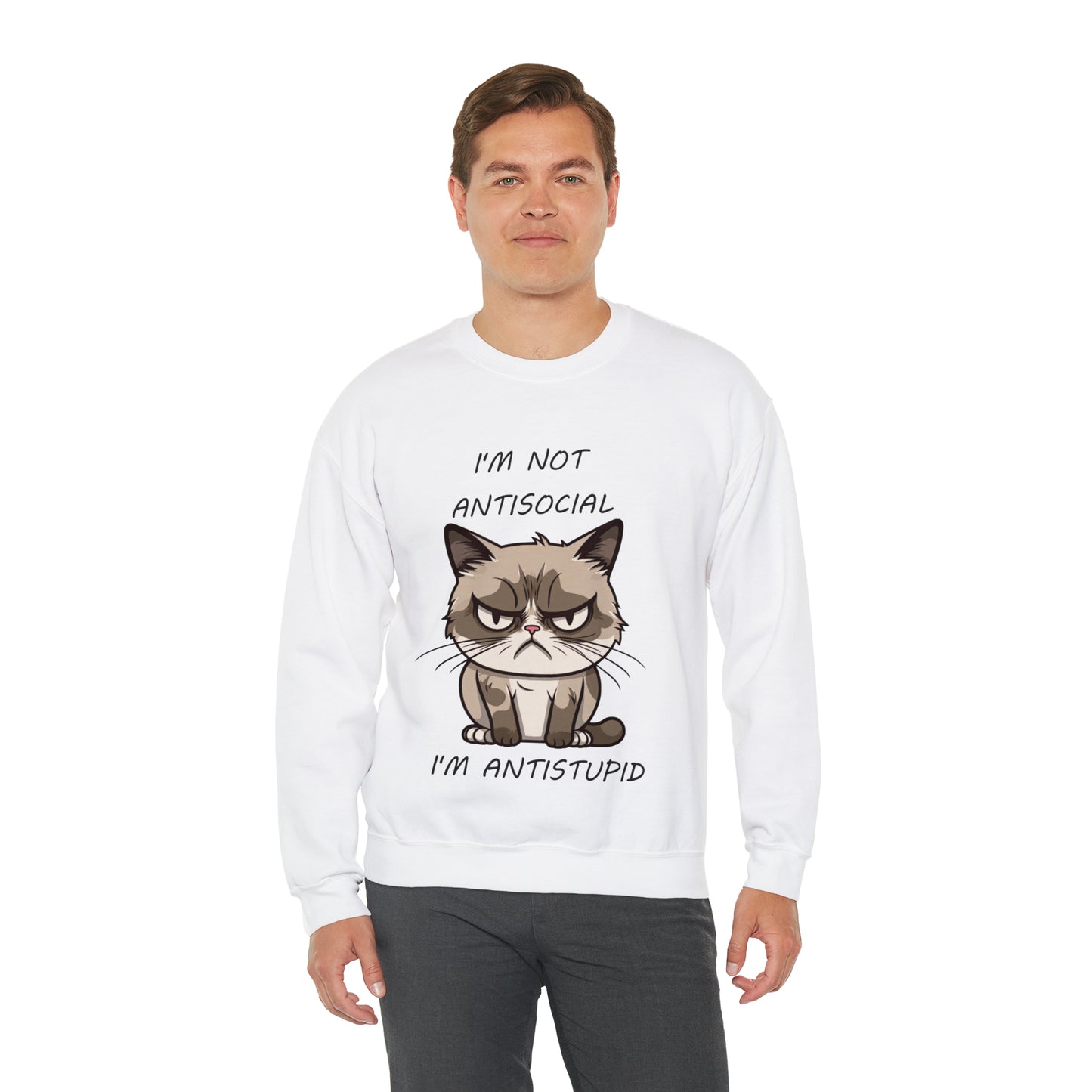 I'm Not AntiSocial, I'm AntiStupid: Unisex Heavy Blend™ Crewneck Sweatshirt