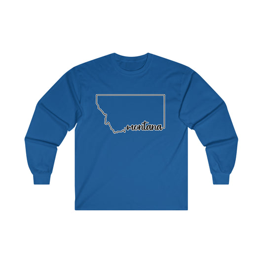 State Outline - Montana: Ultra Cotton Long Sleeve Tee