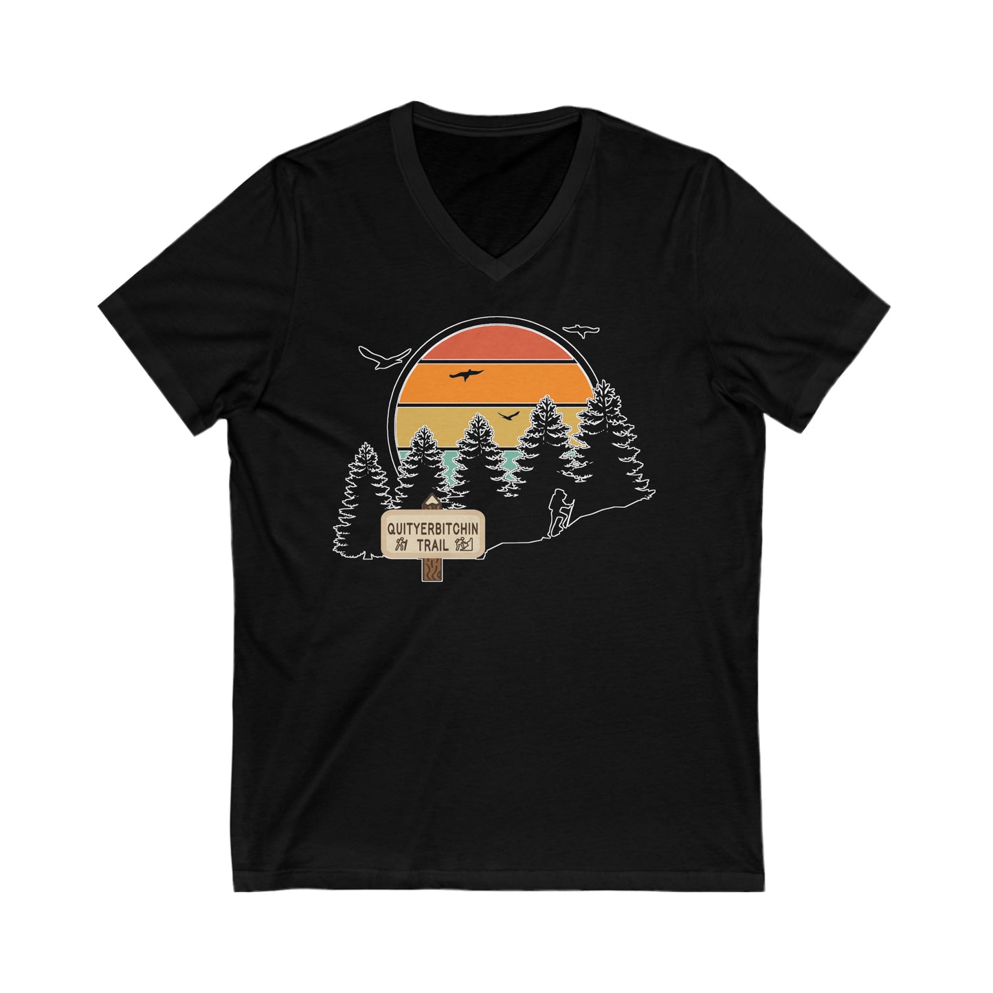 Quityerbitchin' Trail: Unisex Jersey Short Sleeve V-Neck Tee