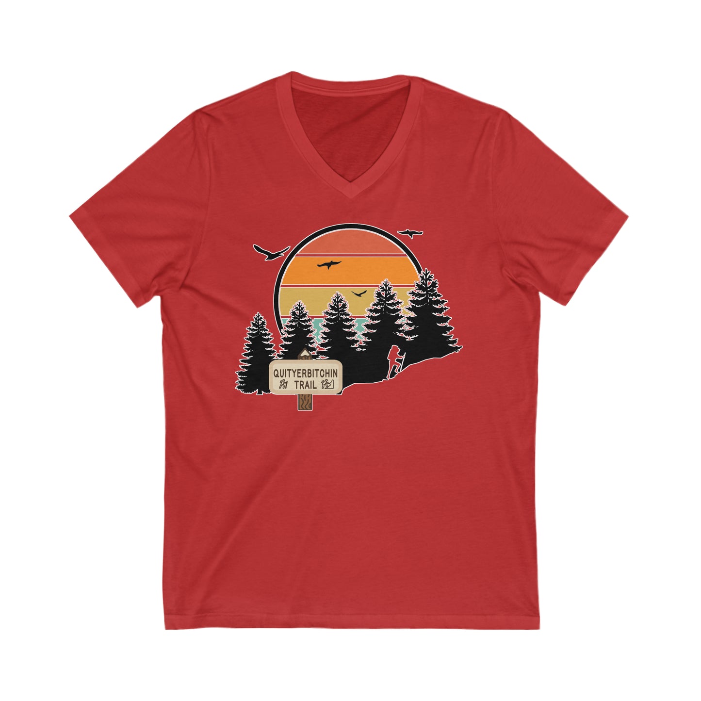 Quityerbitchin' Trail: Unisex Jersey Short Sleeve V-Neck Tee