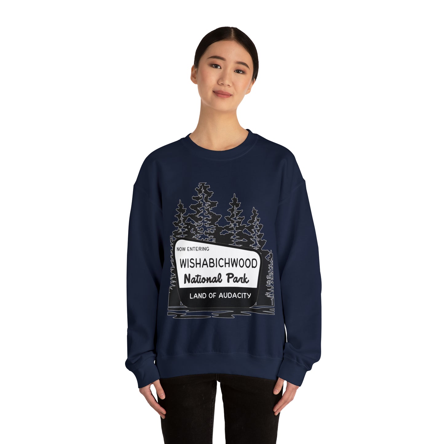 Now Entering Wishabichwood National Forest: Unisex Heavy Blend™ Crewneck Sweatshirt