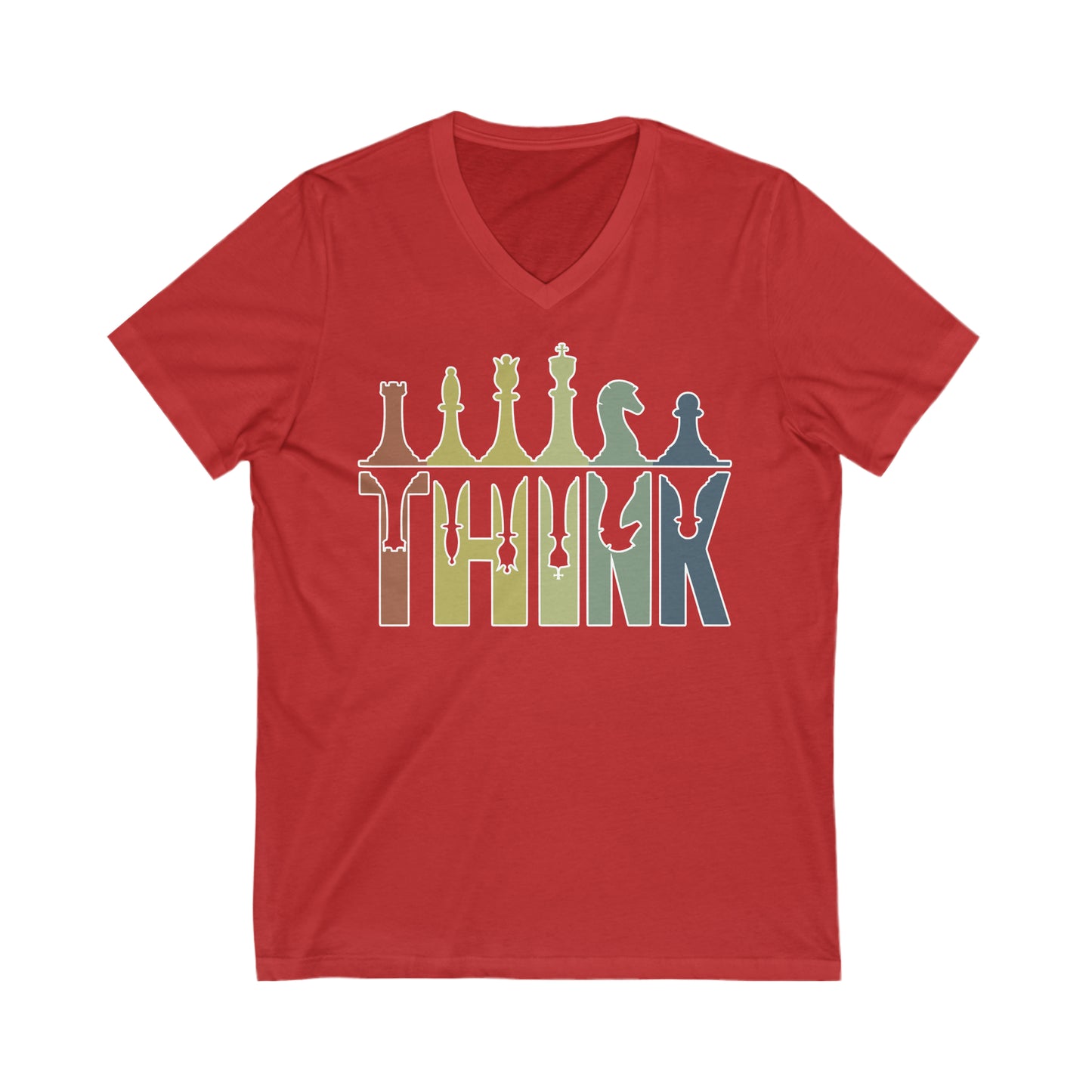 Chess - THINK: Unisex Jersey Short Sleeve V-Neck Tee