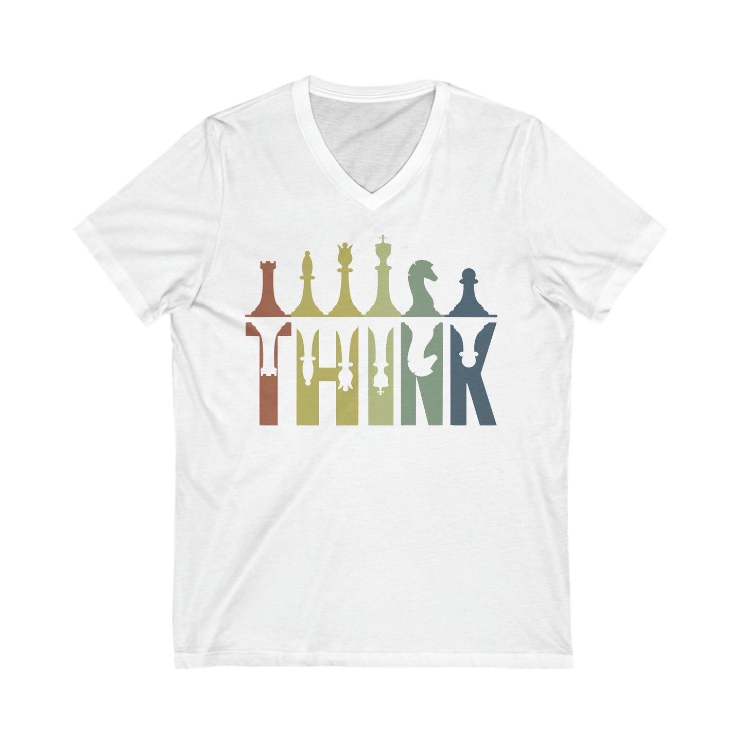 Chess - THINK: Unisex Jersey Short Sleeve V-Neck Tee