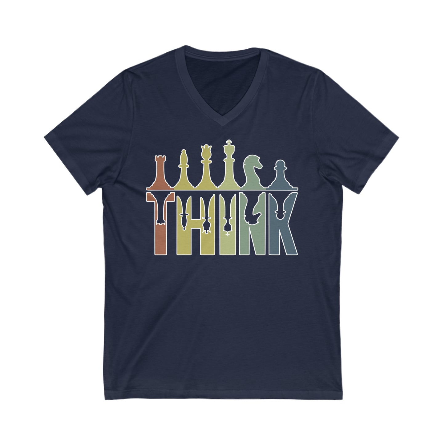 Chess - THINK: Unisex Jersey Short Sleeve V-Neck Tee