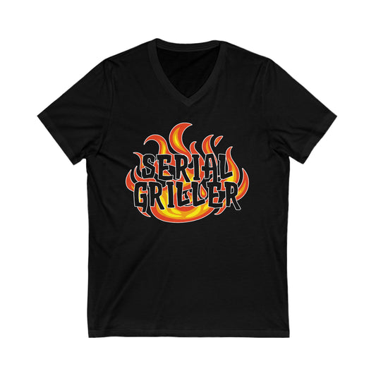 Serial Griller: Unisex Jersey Short Sleeve V-Neck Tee