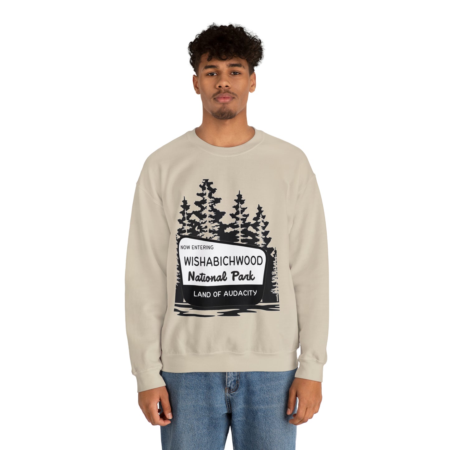 Now Entering Wishabichwood National Forest: Unisex Heavy Blend™ Crewneck Sweatshirt