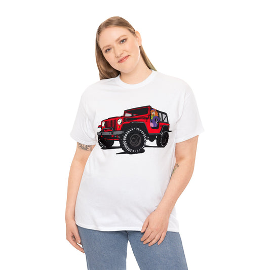Outdoor SUV with female driver: Unisex Heavy Cotton Tee