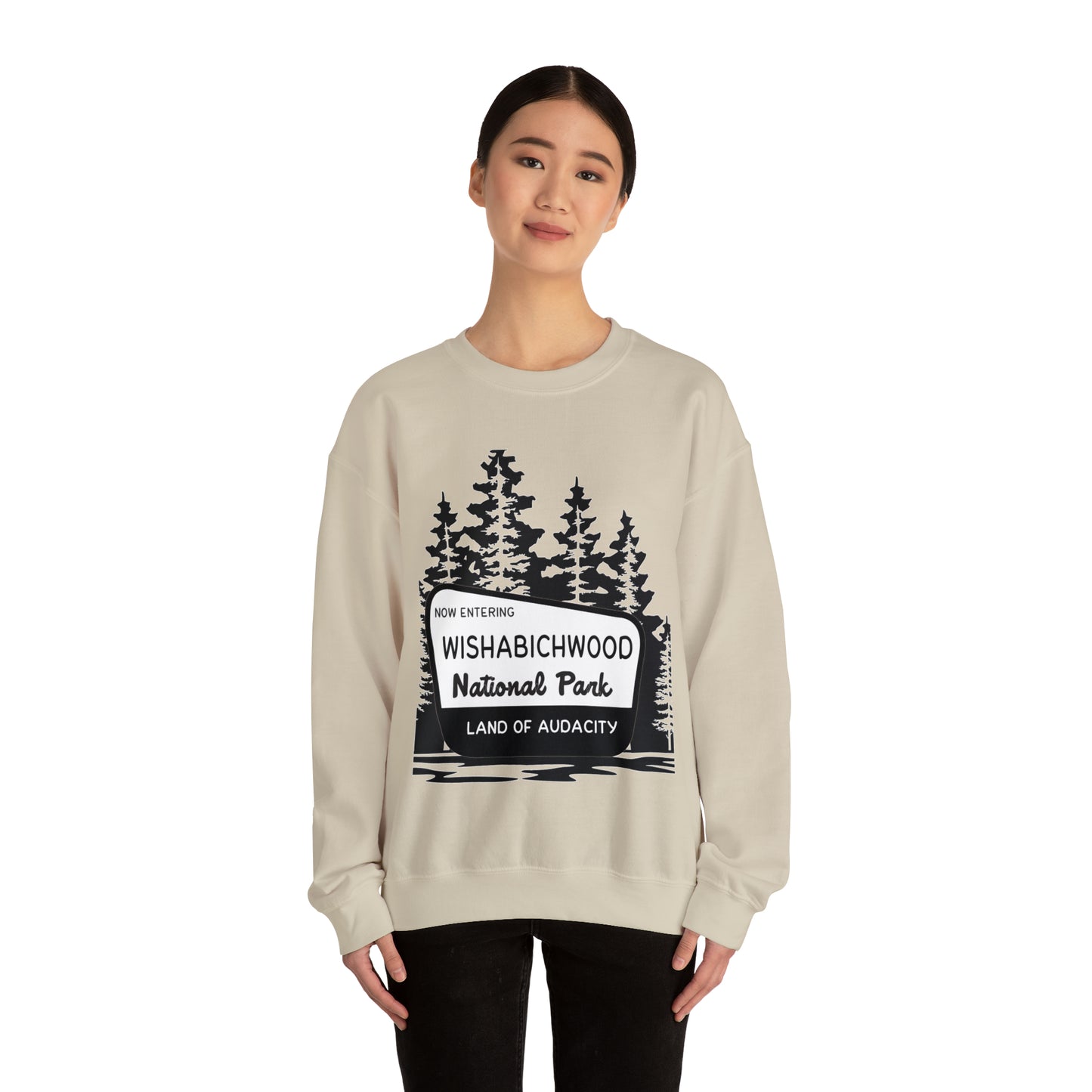 Now Entering Wishabichwood National Forest: Unisex Heavy Blend™ Crewneck Sweatshirt