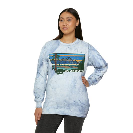 Big Sky Country: Unisex Color Blast Crewneck Sweatshirt