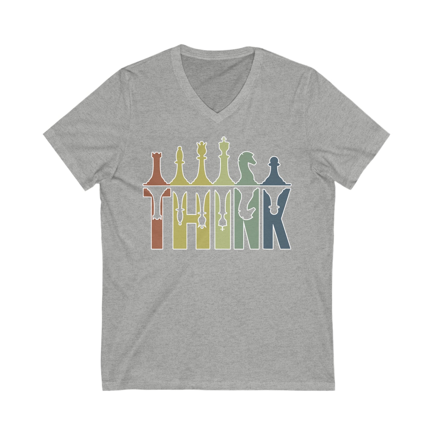 Chess - THINK: Unisex Jersey Short Sleeve V-Neck Tee