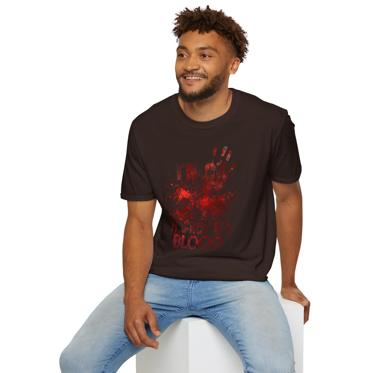 I'm Okay, It's not my blood: Unisex Softstyle T-Shirt