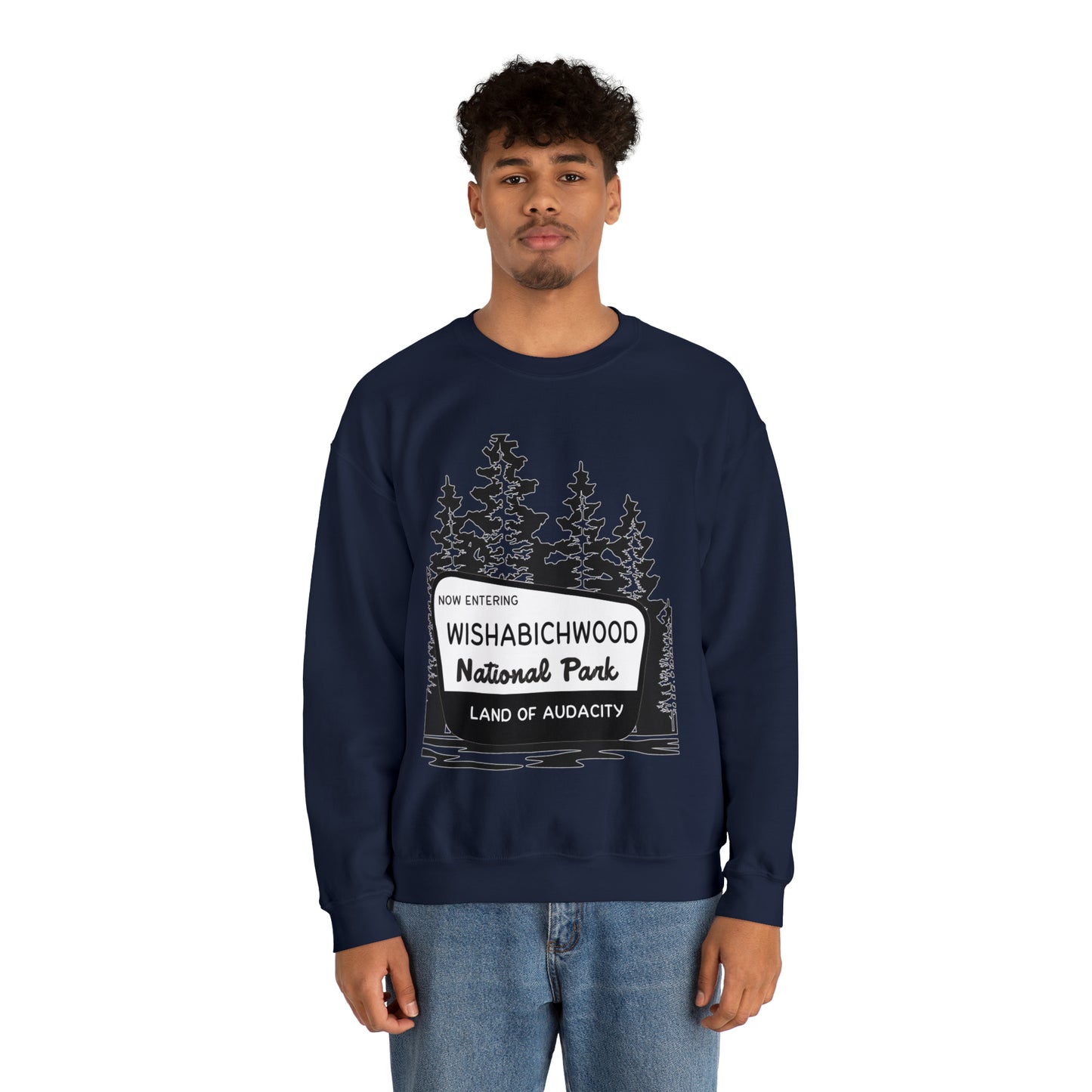 Now Entering Wishabichwood National Forest: Unisex Heavy Blend™ Crewneck Sweatshirt