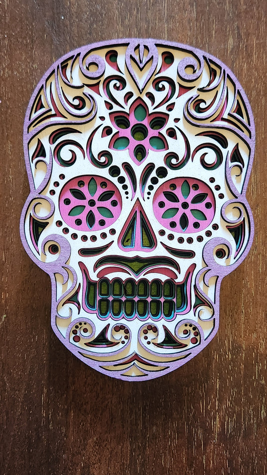 Layered Wood Sugar Skull