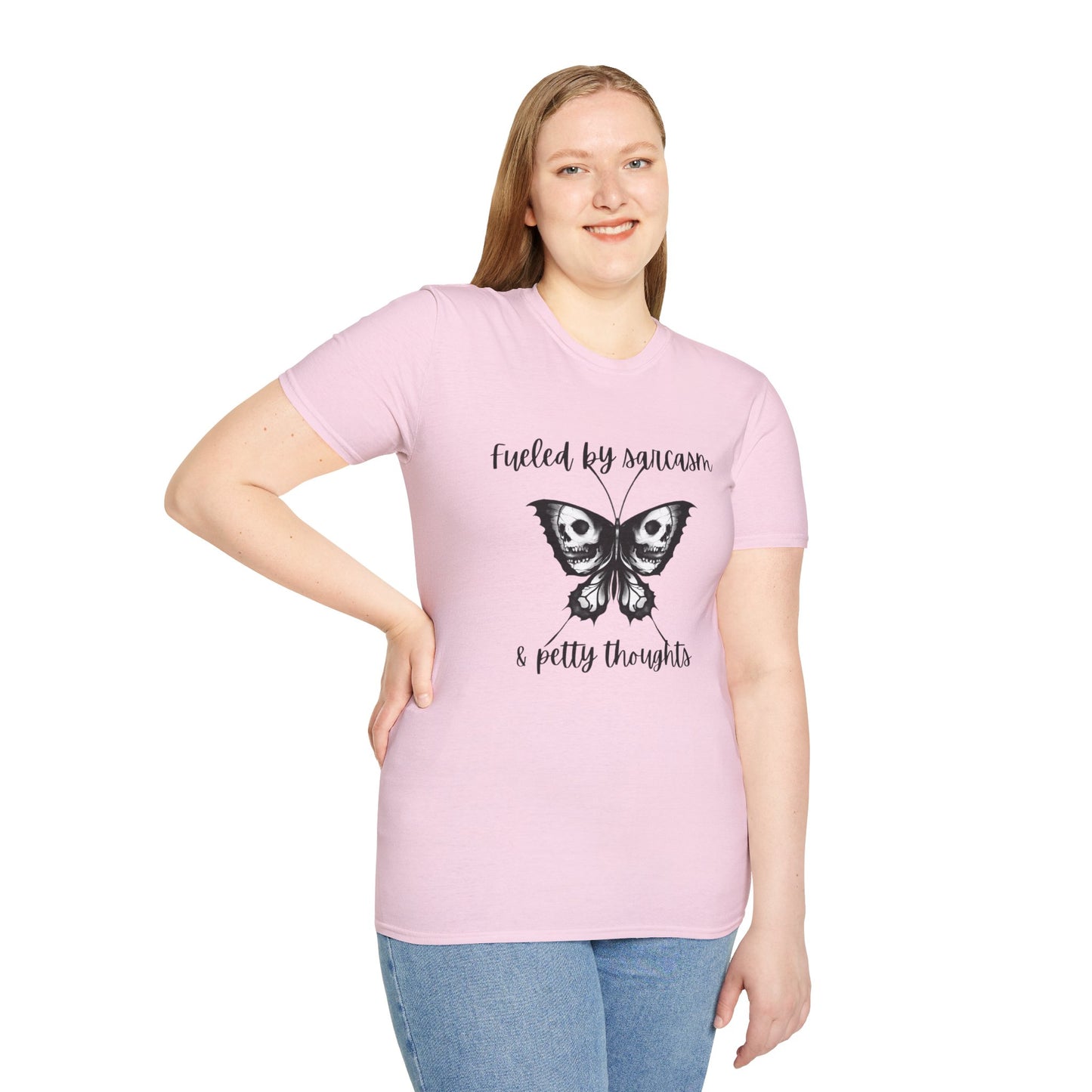 Fueled by Sarcasm & Petty Thoughts: Unisex Softstyle T-Shirt