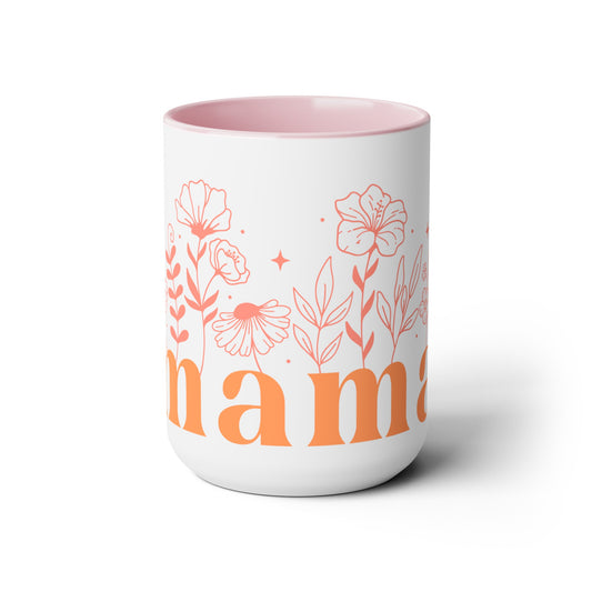 Floral Mama Pink/Orange 15oz Two-Tone Coffee Mug