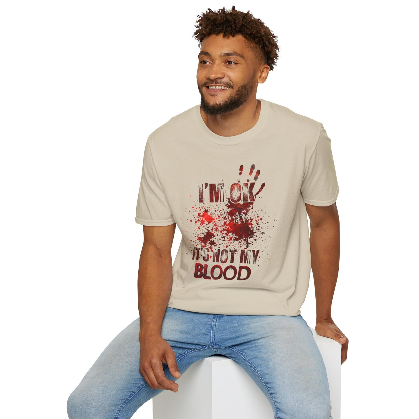 I'm Okay, It's not my blood: Unisex Softstyle T-Shirt