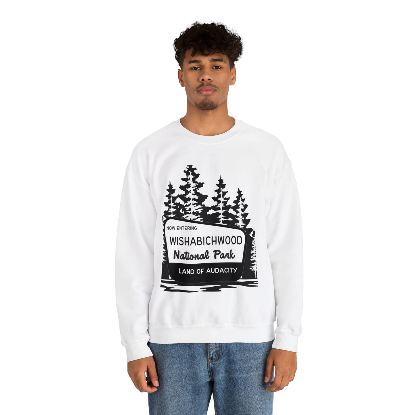 Now Entering Wishabichwood National Forest: Unisex Heavy Blend™ Crewneck Sweatshirt