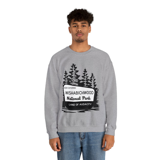 Now Entering Wishabichwood National Forest: Unisex Heavy Blend™ Crewneck Sweatshirt