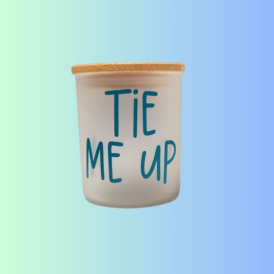 Frosted Bathroom Canister - Tie Me Up Blue