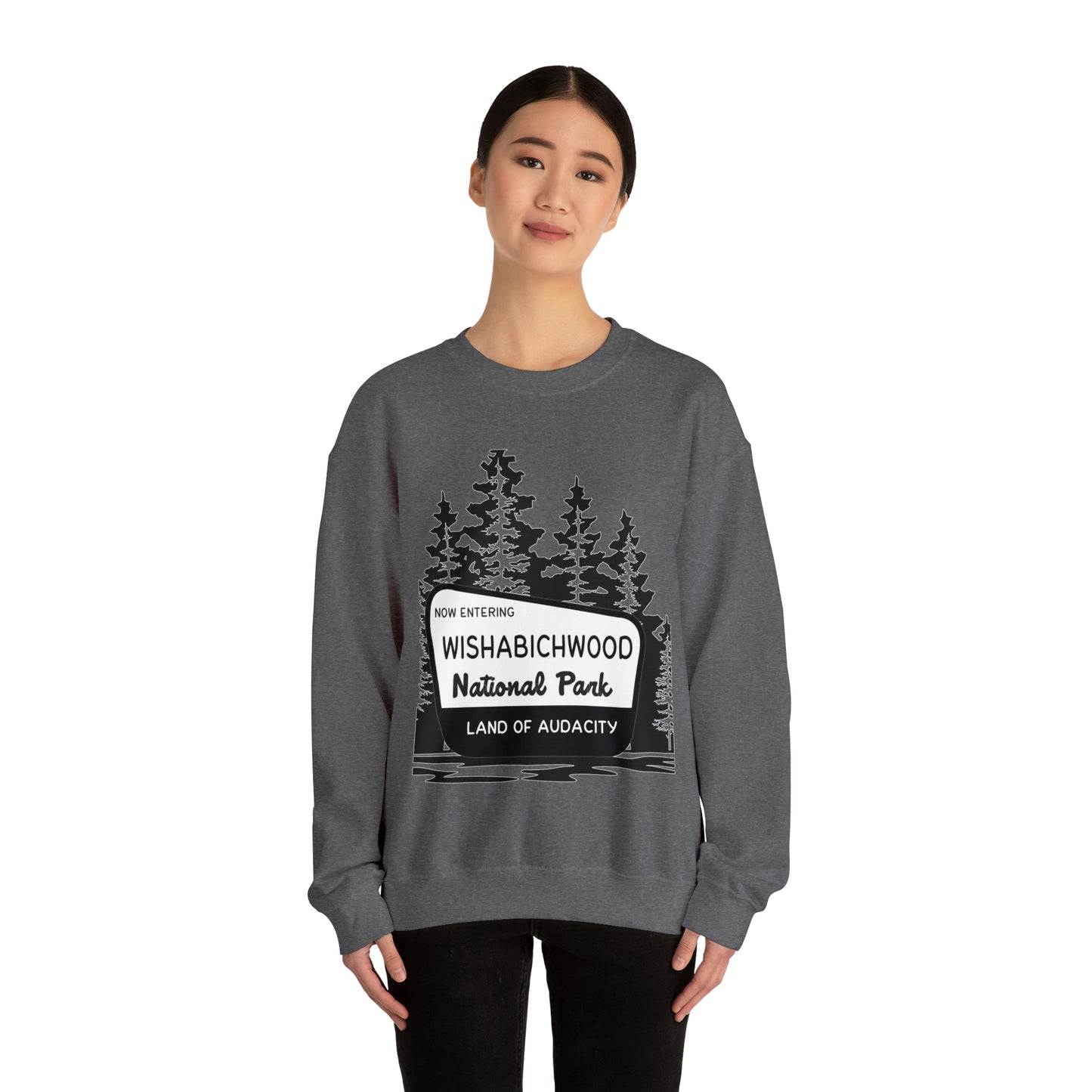 Now Entering Wishabichwood National Forest: Unisex Heavy Blend™ Crewneck Sweatshirt