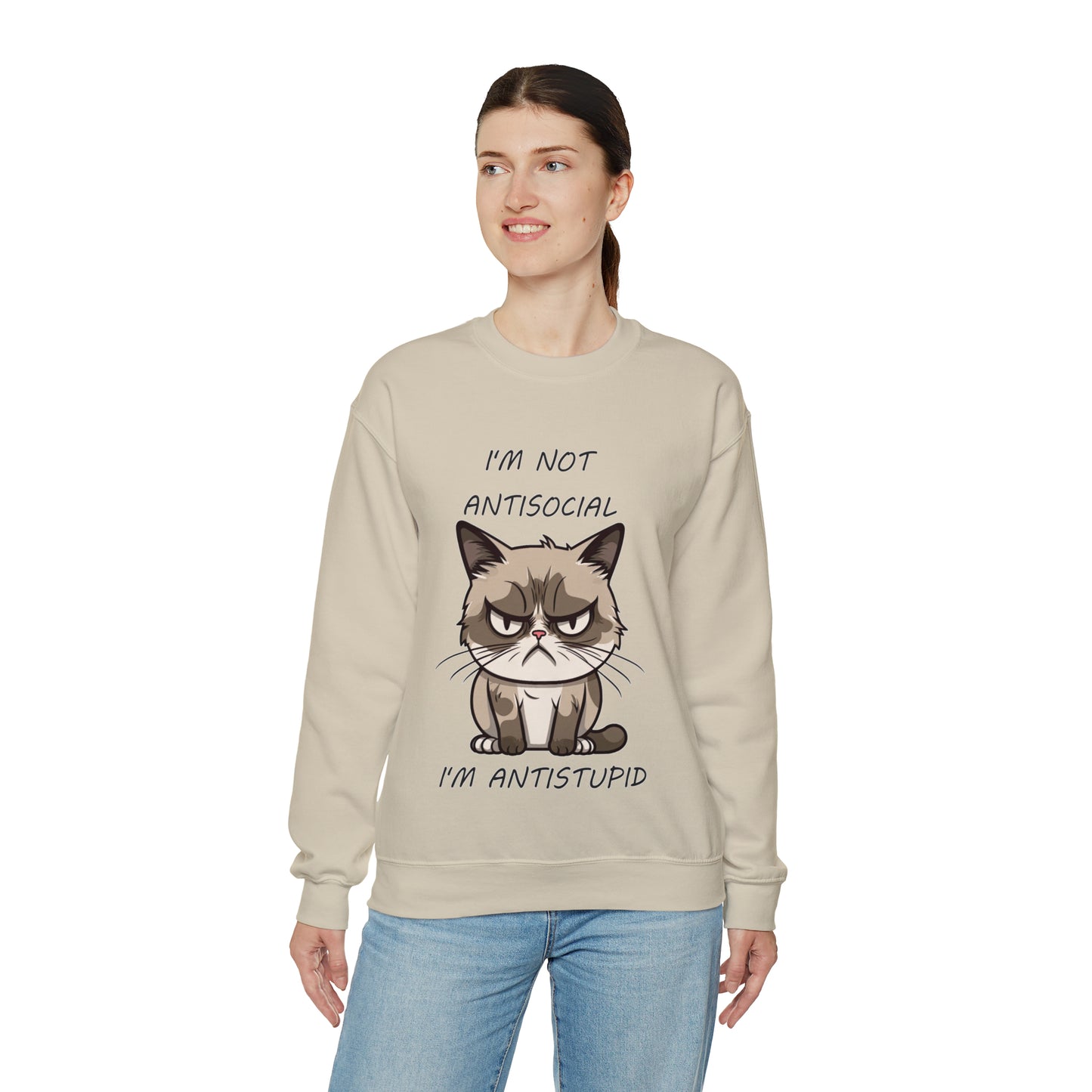 I'm Not AntiSocial, I'm AntiStupid: Unisex Heavy Blend™ Crewneck Sweatshirt