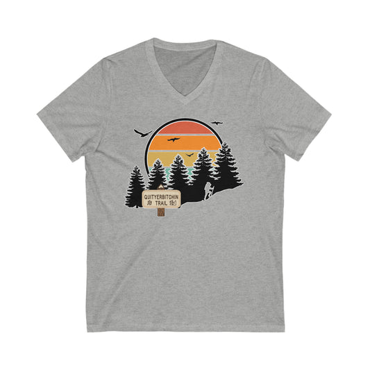 Quityerbitchin' Trail: Unisex Jersey Short Sleeve V-Neck Tee