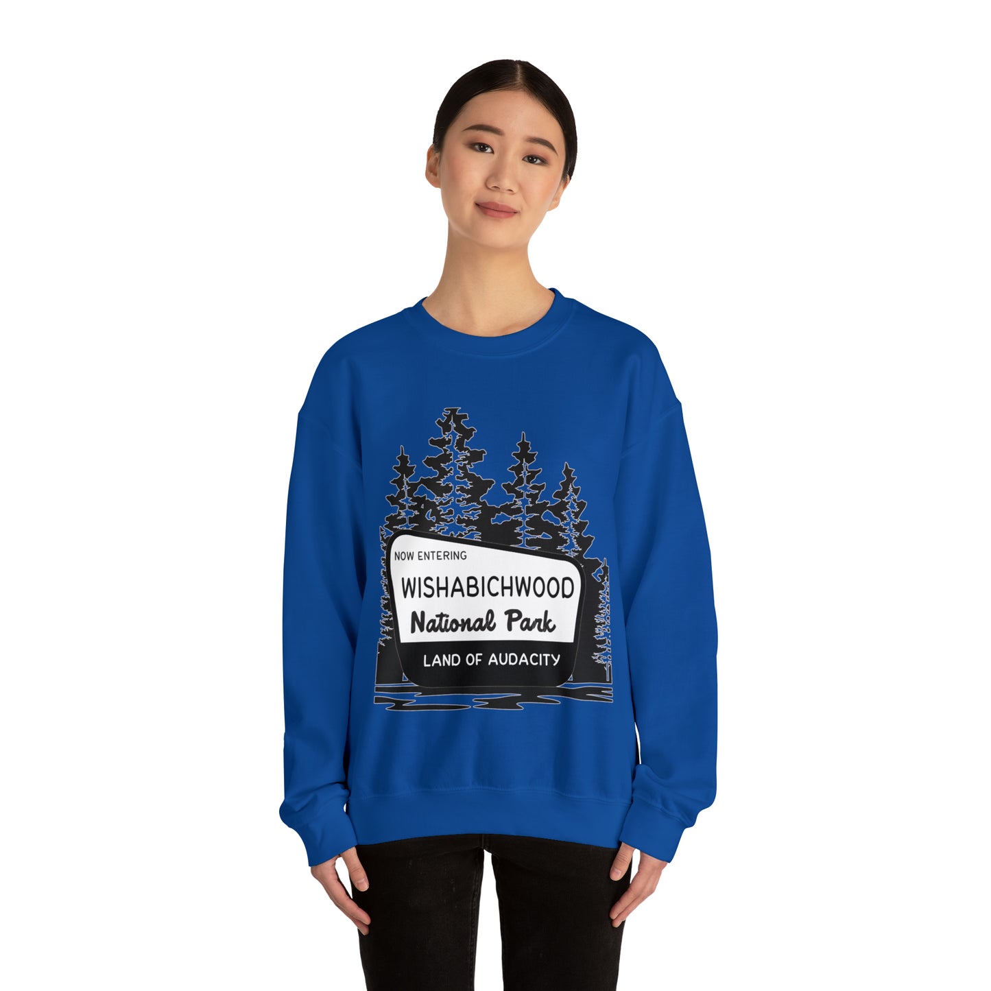 Now Entering Wishabichwood National Forest: Unisex Heavy Blend™ Crewneck Sweatshirt