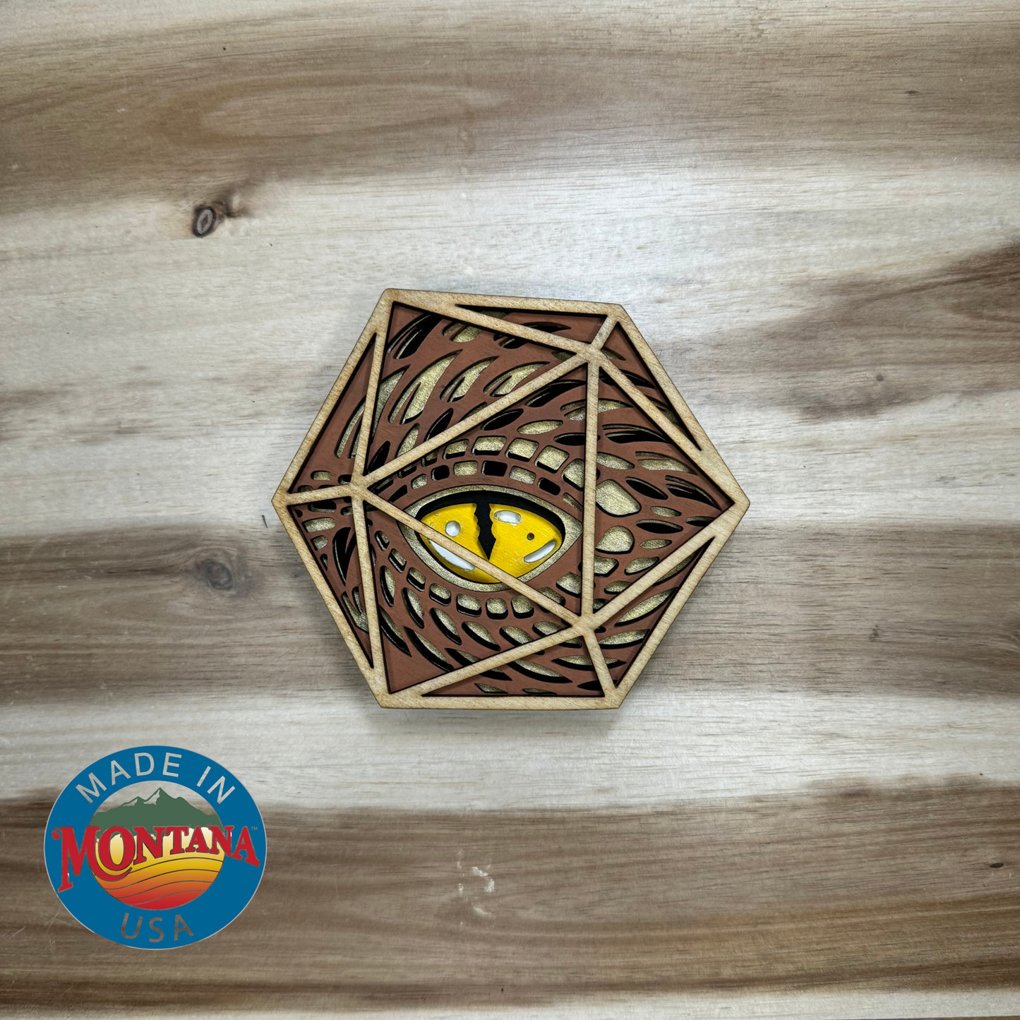 Layered Wood d20 Dragon Eye Die