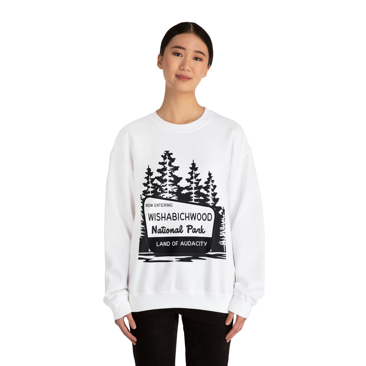 Now Entering Wishabichwood National Forest: Unisex Heavy Blend™ Crewneck Sweatshirt