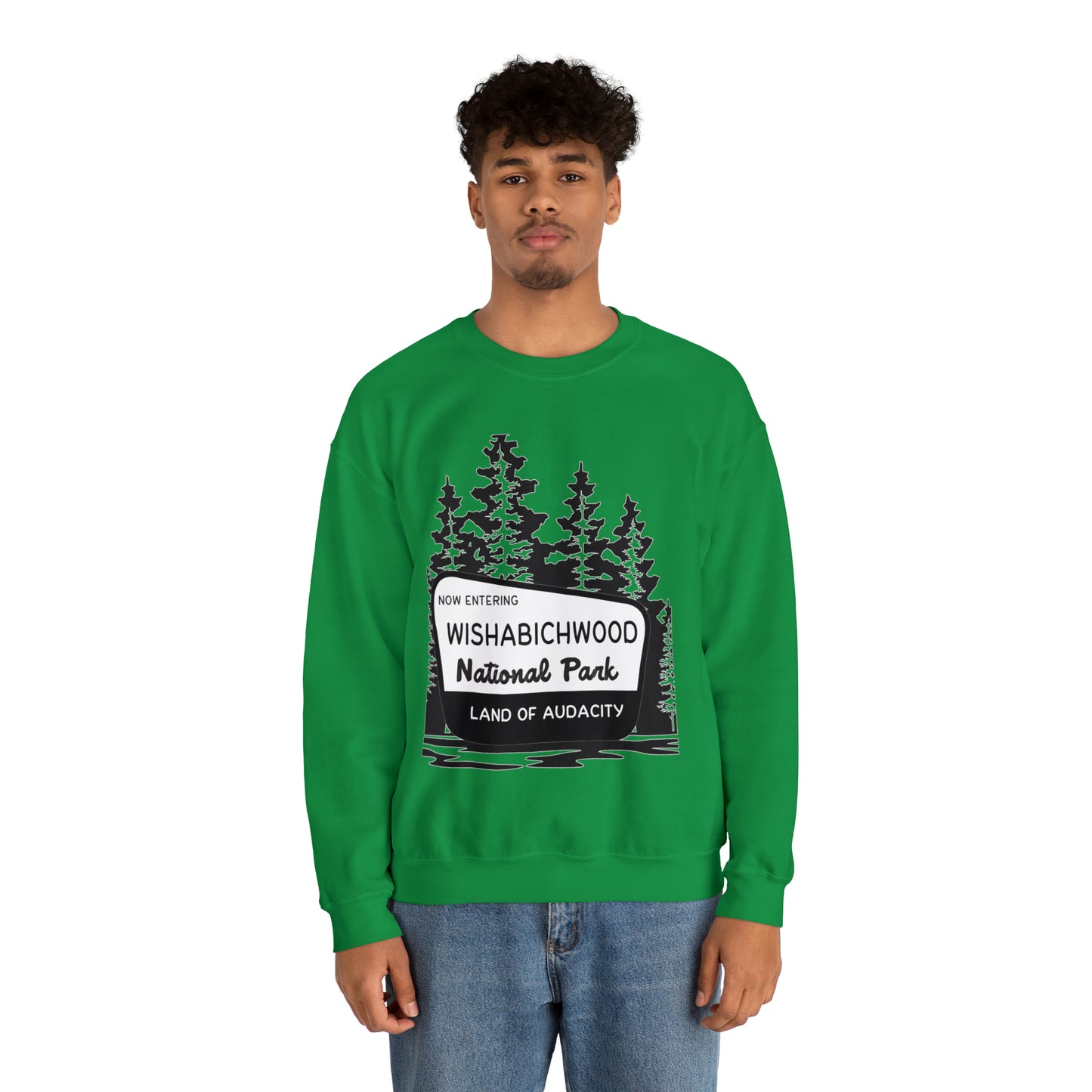 Now Entering Wishabichwood National Forest: Unisex Heavy Blend™ Crewneck Sweatshirt