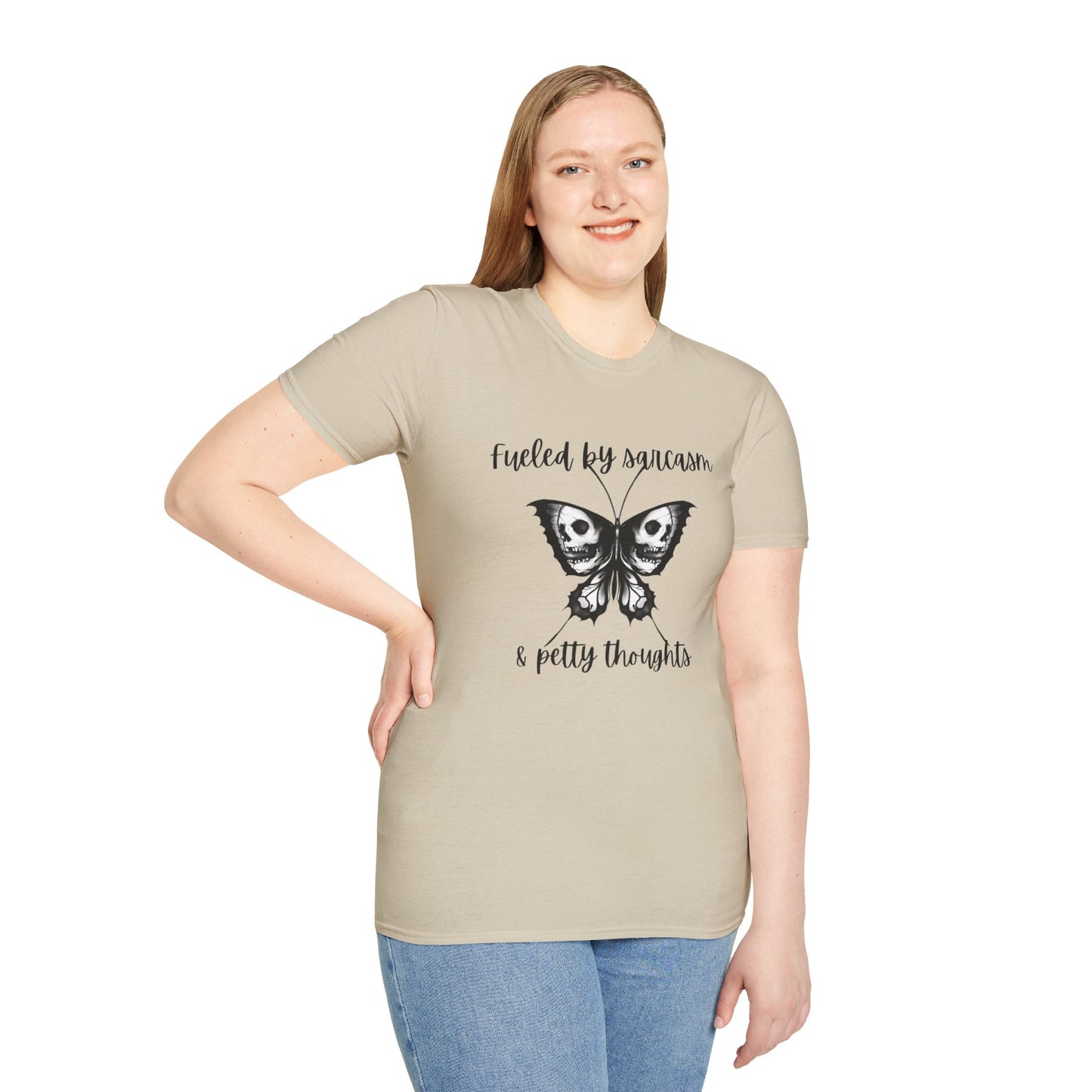 Fueled by Sarcasm & Petty Thoughts: Unisex Softstyle T-Shirt