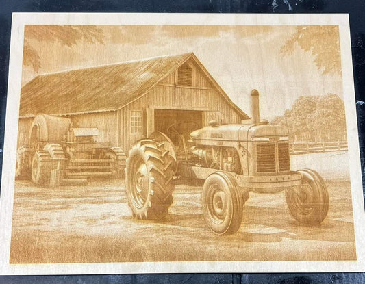 Laser Picture- Tractor & Barn