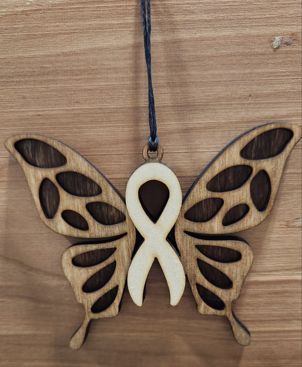 Layered Wood Ornament Awareness Ribbon