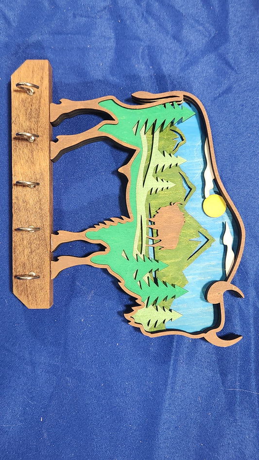 Layered Wood Buffalo Key Holder