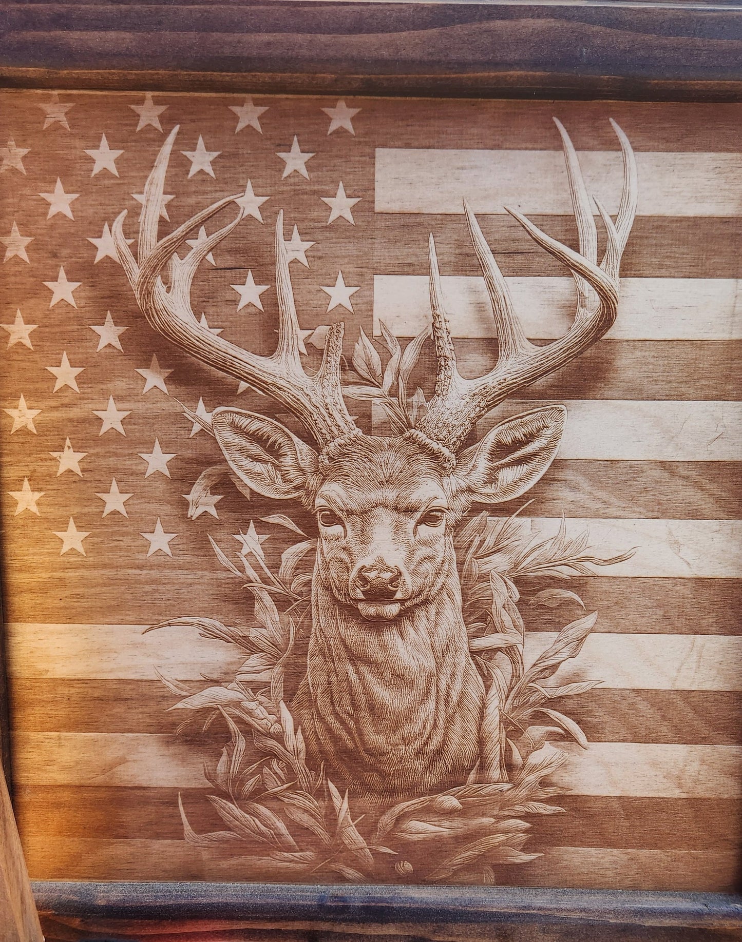 Laser Picture- Deer with Flag