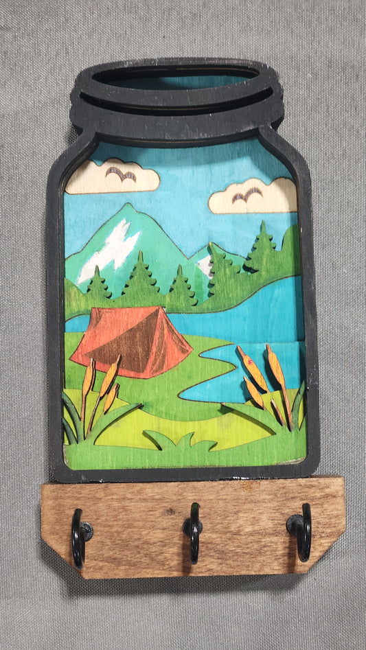 Layered Wood Mason Jar Key Holder